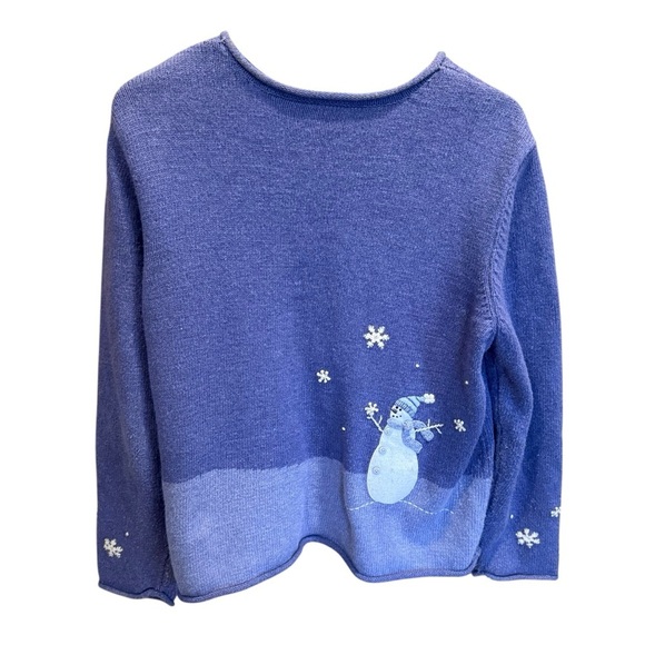 Croft & Barrow Women’s blue Snowman Winter Zip Cardigan Sweater XL Embroidered - Picture 8 of 14